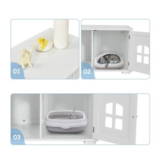 Ξύλινο Ντουλάπι με 2 Πόρτες για Αμμολεκάνη Γάτας 81 x 53 x 49 cm Co... Ξύλινο Ντουλάπι με 2 Πόρτες για Αμμολεκάνη Γάτας 81 x 53 x 49 cm Co...