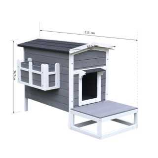 Ξύλινο Σπίτι Γάτας με Μπαλκόνι και Αδιάβροχη Οροφή 115 x 66.5 x 74.... Ξύλινο Σπίτι Γάτας με Μπαλκόνι και Αδιάβροχη Οροφή 115 x 66.5 x 74....