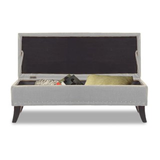 Ξύλινο Ταμπουρέ με Αποθηκευτικό Χώρο 85 x 45 x 40 cm Χρώματος Γκρι ...