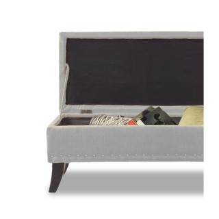 Ξύλινο Ταμπουρέ με Αποθηκευτικό Χώρο 85 x 45 x 40 cm Χρώματος Γκρι ...