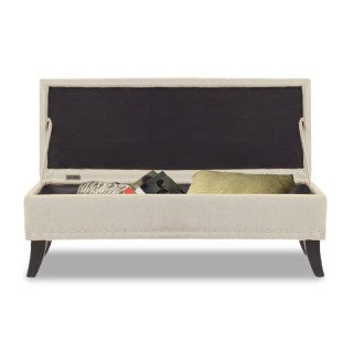 Ξύλινο Ταμπουρέ με Αποθηκευτικό Χώρο 85 x 45 x 40 cm Χρώματος Μπεζ ... Ξύλινο Ταμπουρέ με Αποθηκευτικό Χώρο 85 x 45 x 40 cm Χρώματος Μπεζ ...