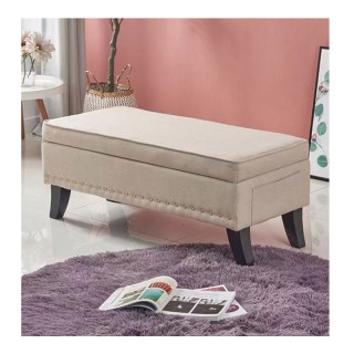 Ξύλινο Ταμπουρέ με Αποθηκευτικό Χώρο 85 x 45 x 40 cm Χρώματος Μπεζ ... Ξύλινο Ταμπουρέ με Αποθηκευτικό Χώρο 85 x 45 x 40 cm Χρώματος Μπεζ ...