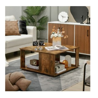 Ξύλινο Τετράγωνο Τραπέζι Σαλονιού 80 x 80 x 40 cm Costway JV10692CF Ξύλινο Τετράγωνο Τραπέζι Σαλονιού 80 x 80 x 40 cm Costway JV10692CF