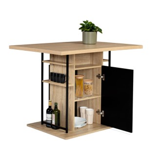 Ξύλινο Τραπέζι - Bar με 2 Ντουλάπια και 6 Ράφια 110 x 80 x 82 cm Id...