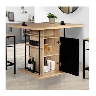 Ξύλινο Τραπέζι - Bar με 2 Ντουλάπια και 6 Ράφια 110 x 80 x 82 cm Id...