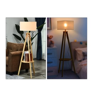 Ξύλινο Τρίποδο Φωτιστικό Δαπέδου με 1 Ράφι 40 W HOMCOM B31-095 Ξύλινο Τρίποδο Φωτιστικό Δαπέδου με 1 Ράφι 40 W HOMCOM B31-095