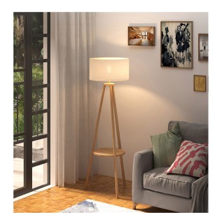 Ξύλινο Τρίποδο Φωτιστικό Δαπέδου με 1 Ράφι 40 W HOMCOM B31-095 Ξύλινο Τρίποδο Φωτιστικό Δαπέδου με 1 Ράφι 40 W HOMCOM B31-095
