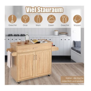 Ξύλινο Τρόλεϊ Κουζίνας 116 x 40 x 85 cm Costway KC51983NA Ξύλινο Τρόλεϊ Κουζίνας 116 x 40 x 85 cm Costway KC51983NA