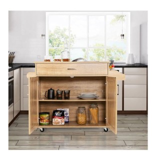 Ξύλινο Τρόλεϊ Κουζίνας 116 x 40 x 85 cm Costway KC51983NA