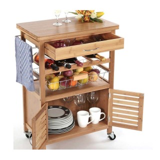 Ξύλινο Τρόλεϊ Κουζίνας από Μπαμπού 60 x 35 x 88 cm Bakaji 02662786 Ξύλινο Τρόλεϊ Κουζίνας από Μπαμπού 60 x 35 x 88 cm Bakaji 02662786