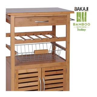 Ξύλινο Τρόλεϊ Κουζίνας από Μπαμπού 60 x 35 x 88 cm Bakaji 02662786