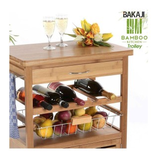 Ξύλινο Τρόλεϊ Κουζίνας από Μπαμπού 60 x 35 x 88 cm Bakaji 02662786