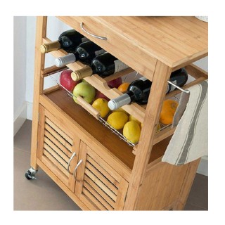 Ξύλινο Τρόλεϊ Κουζίνας από Μπαμπού 60 x 35 x 88 cm Bakaji 02662786