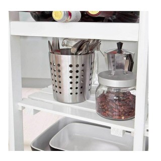 Ξύλινο Τρόλεϊ Κουζίνας με 2 Συρτάρια 3 Ράφια και 3 Καλάθια 67 x 37 ...