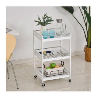 Ξύλινο Τρόλεϊ Κουζίνας με 3 Ράφια 78 x 45 x 38 cm HOMCOM 801-123WT Ξύλινο Τρόλεϊ Κουζίνας με 3 Ράφια 78 x 45 x 38 cm HOMCOM 801-123WT