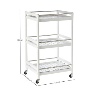 Ξύλινο Τρόλεϊ Κουζίνας με 3 Ράφια 78 x 45 x 38 cm HOMCOM 801-123WT