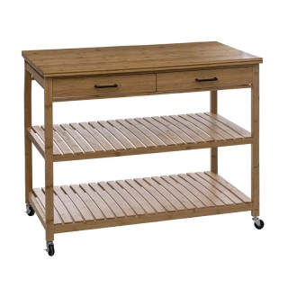 Ξύλινο Τρόλεϊ Κουζίνας από Μπαμπού με 3 Ράφια και 2 Συρτάρια 108 x ... Ξύλινο Τρόλεϊ Κουζίνας από Μπαμπού με 3 Ράφια και 2 Συρτάρια 108 x ...