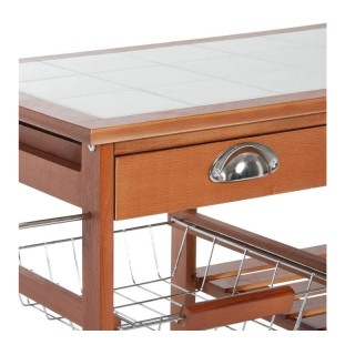 Ξύλινο Τρόλεϊ Κουζίνας με 4 Ράφια και 2 Συρτάρια 74 x 37 x 76 cm Ba... Ξύλινο Τρόλεϊ Κουζίνας με 4 Ράφια και 2 Συρτάρια 74 x 37 x 76 cm Ba...