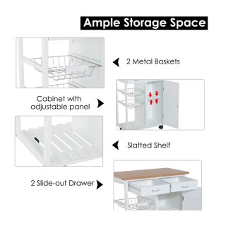 Ξύλινο Τρόλεϊ Κουζίνας με Ντουλάπι και 2 Συρτάρια 70 x 37 x 85 cm B... Ξύλινο Τρόλεϊ Κουζίνας με Ντουλάπι και 2 Συρτάρια 70 x 37 x 85 cm B...