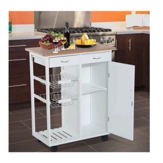 Ξύλινο Τρόλεϊ Κουζίνας με Ντουλάπι και 2 Συρτάρια 70 x 37 x 85 cm B... Ξύλινο Τρόλεϊ Κουζίνας με Ντουλάπι και 2 Συρτάρια 70 x 37 x 85 cm B...