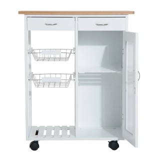 Ξύλινο Τρόλεϊ Κουζίνας με Ντουλάπι και 2 Συρτάρια 70 x 37 x 85 cm H...