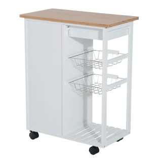 Ξύλινο Τρόλεϊ Κουζίνας με Ντουλάπι και 2 Συρτάρια 70 x 37 x 85 cm H...