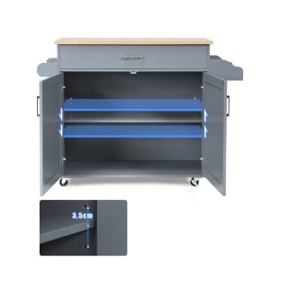 Ξύλινο Τρόλεϊ Κουζίνας με Ντουλάπι και Συρτάρι 116 x 40 x 85 cm Χρώ...