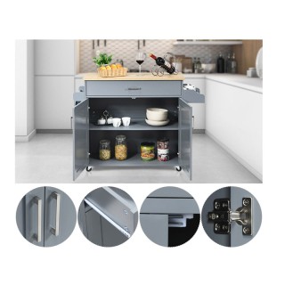 Ξύλινο Τρόλεϊ Κουζίνας με Ντουλάπι και Συρτάρι 116 x 40 x 85 cm Χρώ...