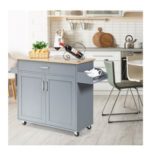 Ξύλινο Τρόλεϊ Κουζίνας με Ντουλάπι και Συρτάρι 116 x 40 x 85 cm Χρώ...