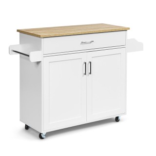 Ξύλινο Τρόλεϊ Κουζίνας με Ντουλάπι και Συρτάρι 116 x 40 x 85 cm Χρώ... Ξύλινο Τρόλεϊ Κουζίνας με Ντουλάπι και Συρτάρι 116 x 40 x 85 cm Χρώ...