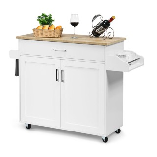 Ξύλινο Τρόλεϊ Κουζίνας με Ντουλάπι και Συρτάρι 116 x 40 x 85 cm Χρώ...