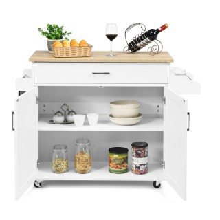 Ξύλινο Τρόλεϊ Κουζίνας με Ντουλάπι και Συρτάρι 116 x 40 x 85 cm Χρώ... Ξύλινο Τρόλεϊ Κουζίνας με Ντουλάπι και Συρτάρι 116 x 40 x 85 cm Χρώ...