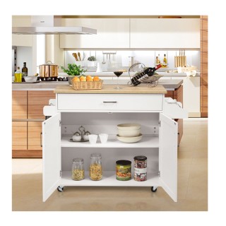 Ξύλινο Τρόλεϊ Κουζίνας με Ντουλάπι και Συρτάρι 116 x 40 x 85 cm Χρώ... Ξύλινο Τρόλεϊ Κουζίνας με Ντουλάπι και Συρτάρι 116 x 40 x 85 cm Χρώ...