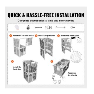 Ξύλινο Τροχήλατο Κλουβί - Σπίτι Γάτας 3 Επιπέδων 760 x 865 x 1630 m...