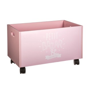 Ξύλινο Τροχήλατο Κουτί Αποθήκευσης Παιχνιδιών 48 x 28 x 28.5 cm Χρώ...