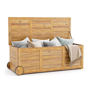 Ξύλινο Τροχήλατο Μπαούλο Κήπου με Αδιάβροχη Εσωτερική Τσάντα 182 Lt... Ξύλινο Τροχήλατο Μπαούλο Κήπου με Αδιάβροχη Εσωτερική Τσάντα 182 Lt...