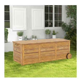 Ξύλινο Τροχήλατο Μπαούλο Κήπου με Αδιάβροχη Εσωτερική Τσάντα 182 Lt... Ξύλινο Τροχήλατο Μπαούλο Κήπου με Αδιάβροχη Εσωτερική Τσάντα 182 Lt...
