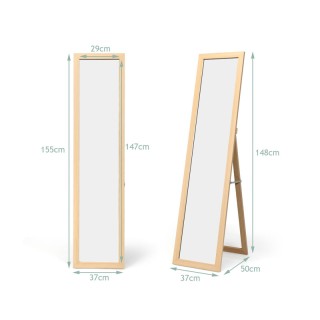 Ξύλινος Ολόσωμος Καθρέπτης 37 x 50 x 148 cm Χρώματος Καφέ Ανοιχτό C...
