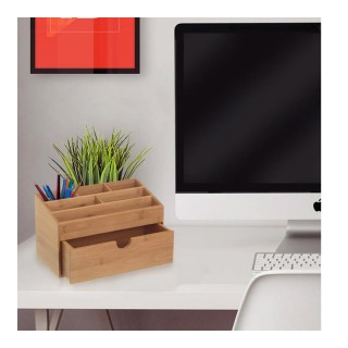 Ξύλινος Οργανωτής Γραφείου από Μπαμπού με 6 Θήκες και 1 Συρτάρι 25.... Ξύλινος Οργανωτής Γραφείου από Μπαμπού με 6 Θήκες και 1 Συρτάρι 25....