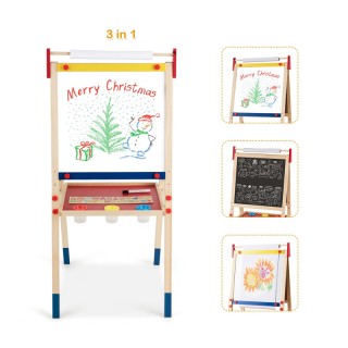 Ξύλινος Παιδικός Μαγνητικός Μαυροπίνακας 3 σε 1 Διπλής Όψης Costway...