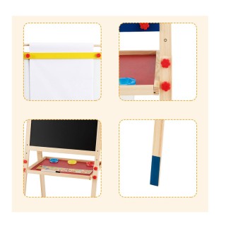 Ξύλινος Παιδικός Μαγνητικός Μαυροπίνακας 3 σε 1 Διπλής Όψης Costway...