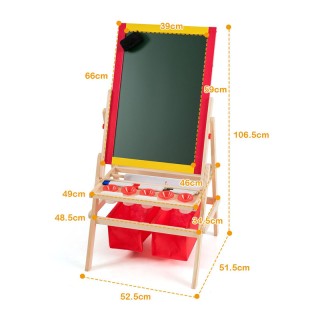 Ξύλινος Παιδικός Μαγνητικός Μαυροπίνακας 3 σε 1 Διπλής Όψης Costway...