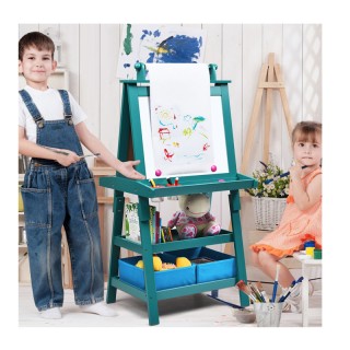 Ξύλινος Παιδικός Μαυροπίνακας / Πίνακας 3 σε 1 Διπλής Όψης Costway ...