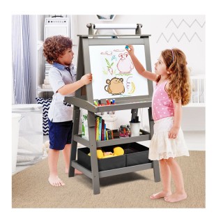 Ξύλινος Παιδικός Μαυροπίνακας / Πίνακας 3 σε 1 Διπλής Όψης Χρώματος...