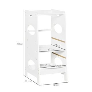 Ξύλινος Πύργος Εκμάθησης 40 x 50 x 90 cm Χρώματος Λευκό HOMCOM 312-...