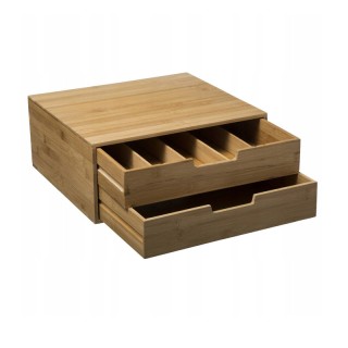 Ξύλινος Διοργανωτής με 2 Συρτάρια για Κάψουλες Καφέ 34 x 34 x 14.5 ...