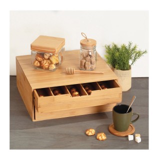 Ξύλινος Διοργανωτής με 2 Συρτάρια για Κάψουλες Καφέ 34 x 34 x 14.5 ...