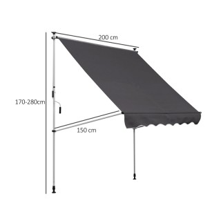 Χειροκίνητη Πτυσσόμενη Τέντα με Μανιβέλα 200 x 150 cm Outsunny 840-... Χειροκίνητη Πτυσσόμενη Τέντα με Μανιβέλα 200 x 150 cm Outsunny 840-...