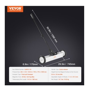 Χειροκίνητο Μαγνητικό Σάρωθρο 24 με Τηλεσκοπική Λαβή VEVOR TLSCXQSQ...