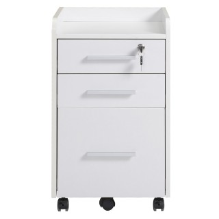 HOMCOM Λευκή Ξύλινη Συρταριέρα γραφείου με κλειδιά και 3 συρτάρια 8...